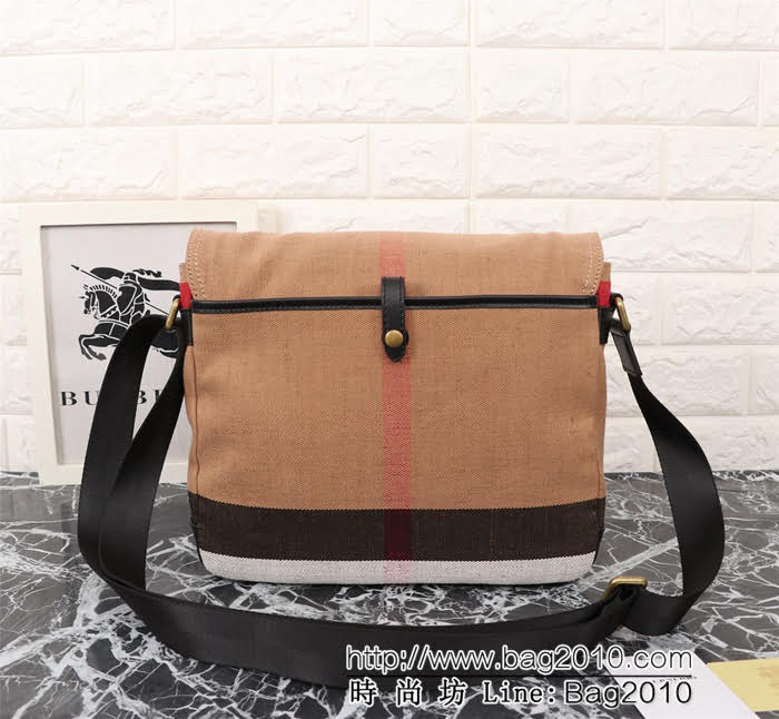 BURBERRY巴寶莉 Canvas 格紋信使包 奢華牛皮飾邊 39192  Bhq1305